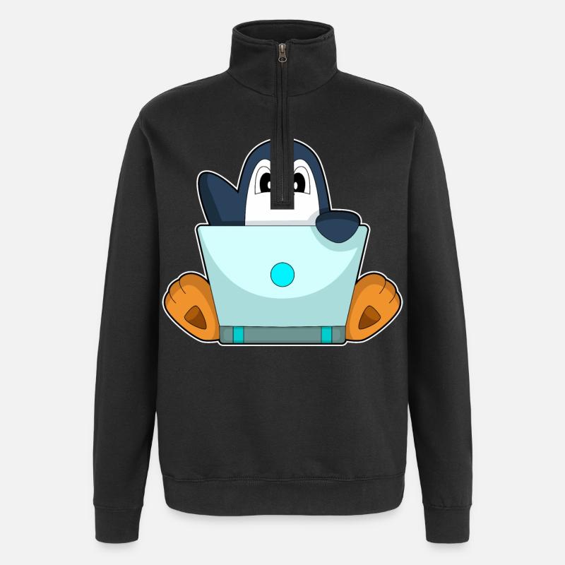 Penguin Laptop - Quarter-Zip Sweatshirt - black
