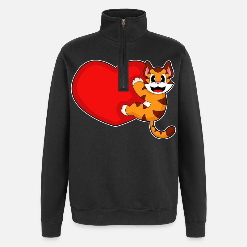 Tiger Heart - Quarter-Zip Sweatshirt - black