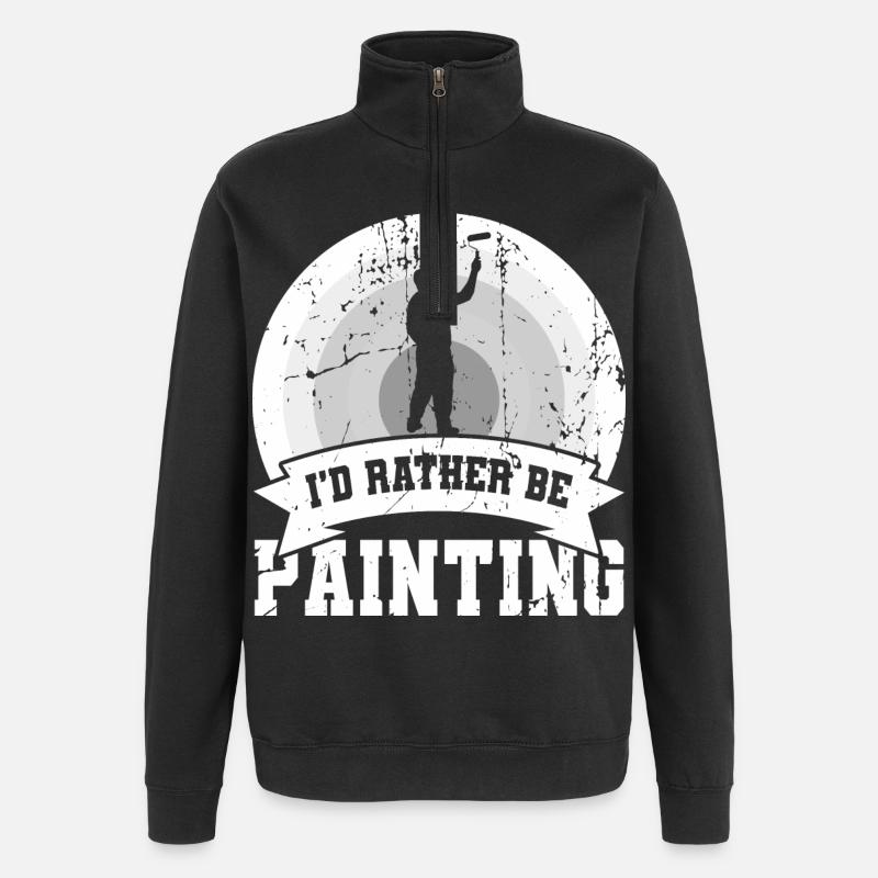 I'd rather paint - Quarter-Zip Sweatshirt - black