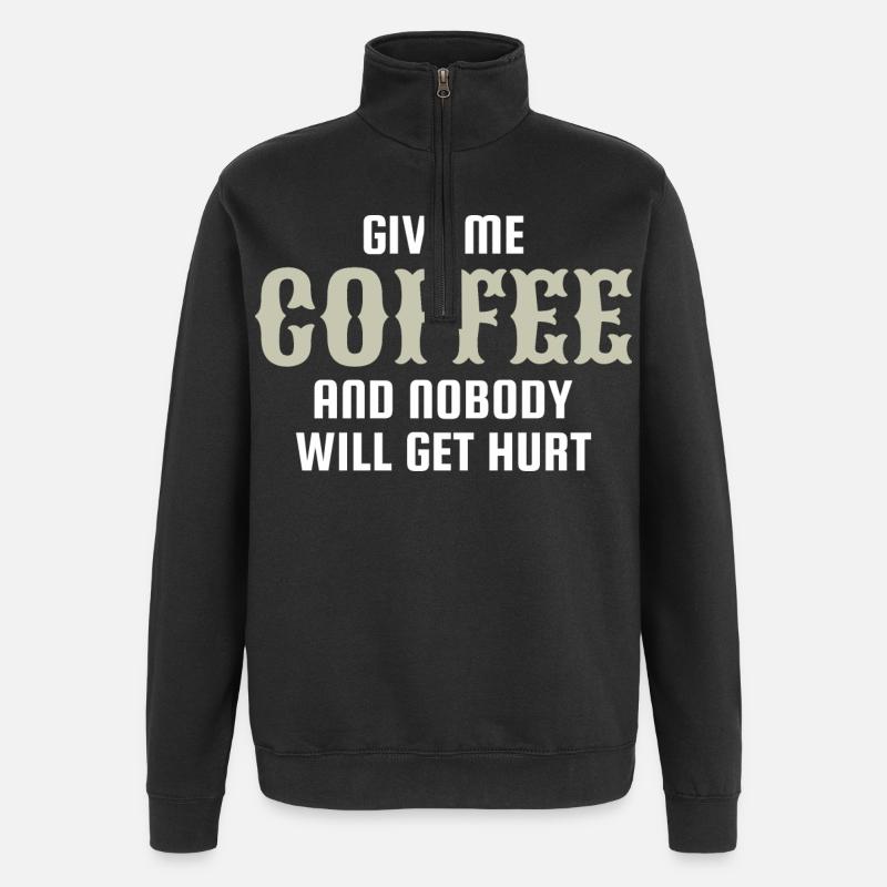 coffee cafe espresso cappuccino - Quarter-Zip Sweatshirt - black