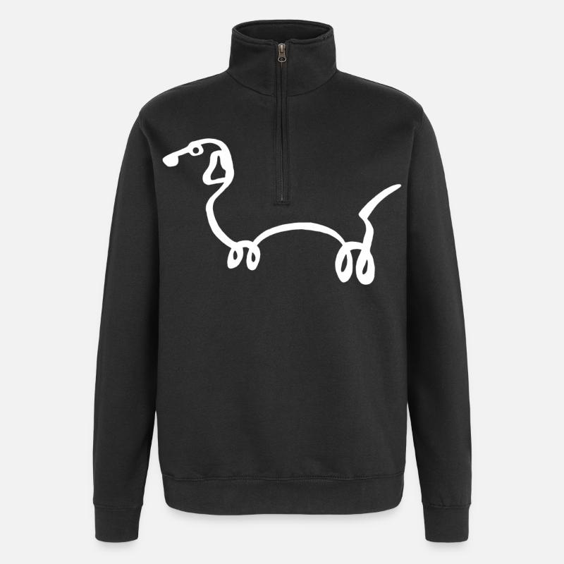 Esquisse du chien blanc - Sweat à zip 1/4 - noir