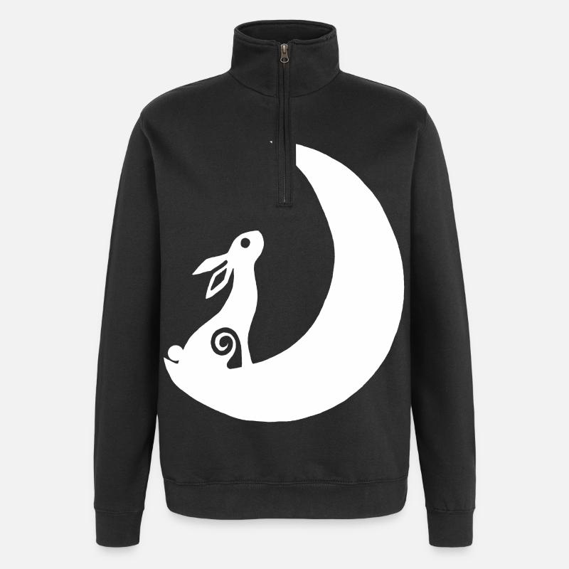 Un lapin sur la lune - Sweat à zip 1/4 - noir