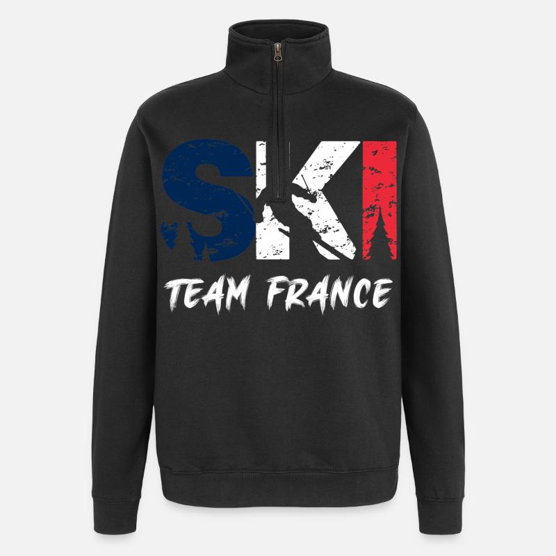 Ski Team Frankreich Emblem - Quarter-Zip-Sweatshirt - Schwarz