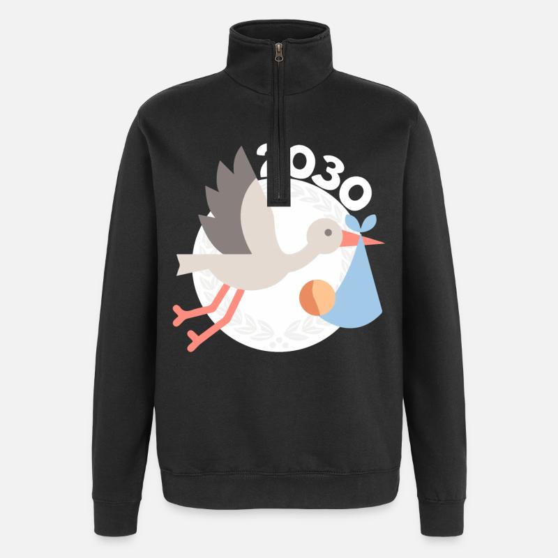 Cigogne avec bébé 2030 - Sweat à zip 1/4 - noir