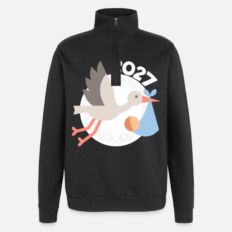 Cigogne avec bébé 2027 - Sweat à zip 1/4 - noir