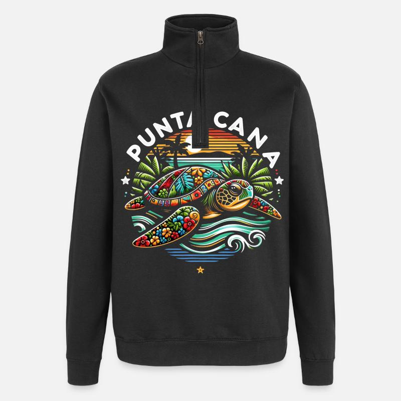 Punta Cana Turtle - Quarter-Zip Sweatshirt - black