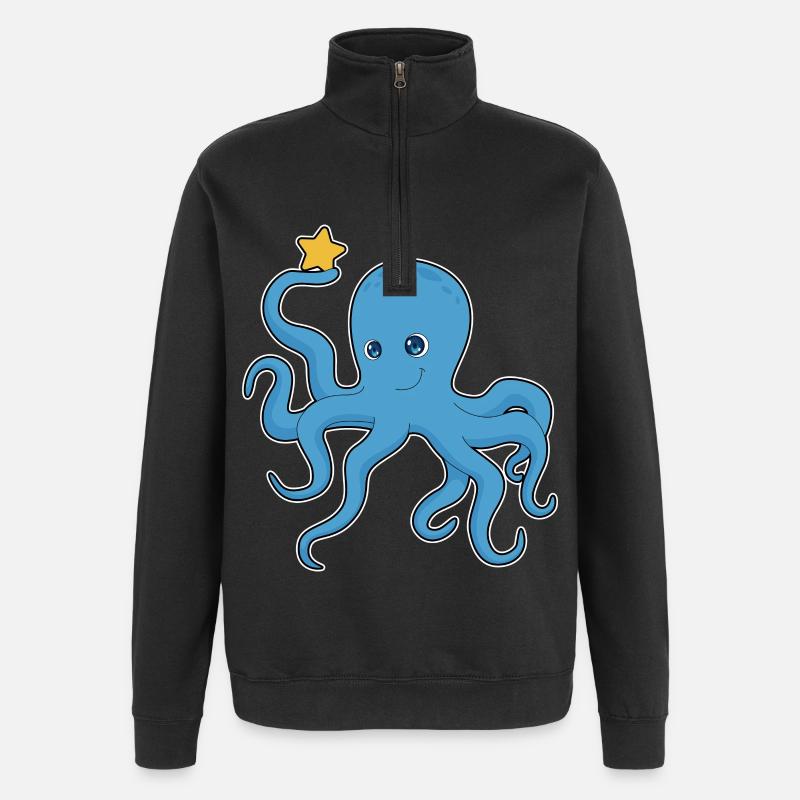 Étoile de poulpe - Sweat à zip 1/4 - noir