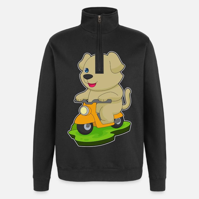 Hund Motorroller - Quarter-Zip-Sweatshirt - Schwarz