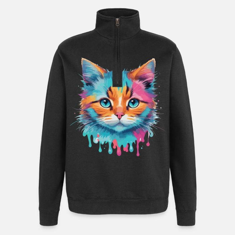 Chat mignon - Sweat à zip 1/4 - noir