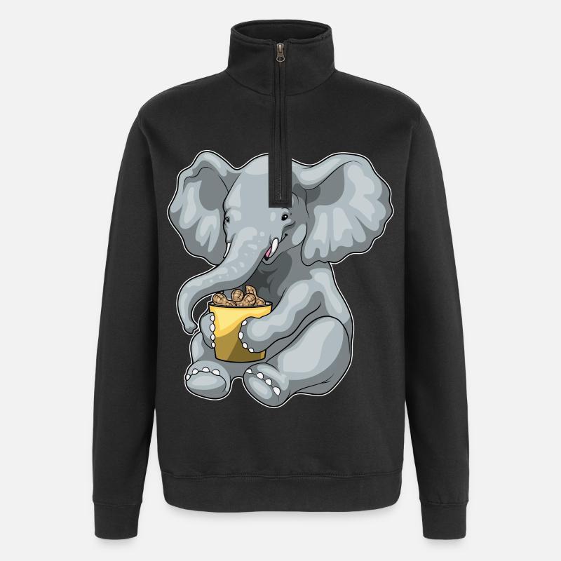 Cacahuètes éléphant - Sweat à zip 1/4 - noir