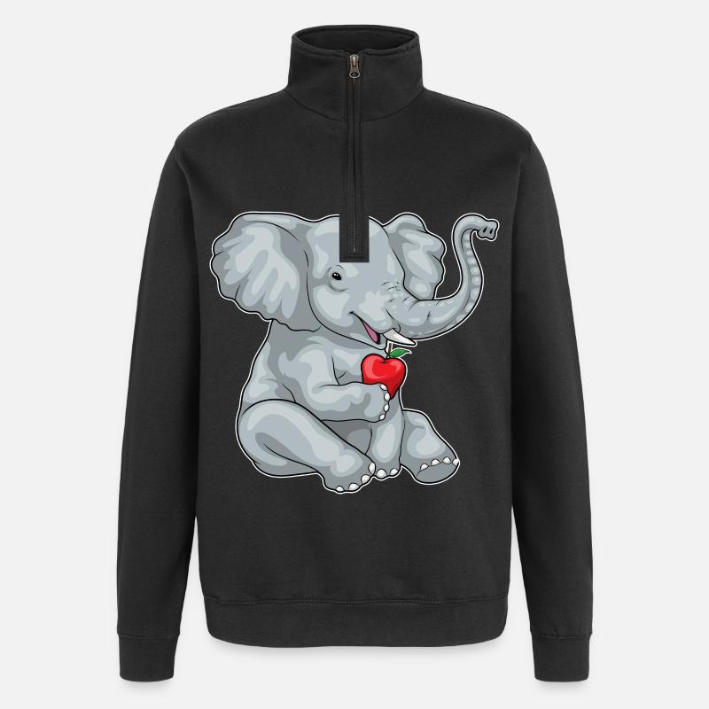 Éléphant Pomme Fruit - Sweat à zip 1/4 - noir