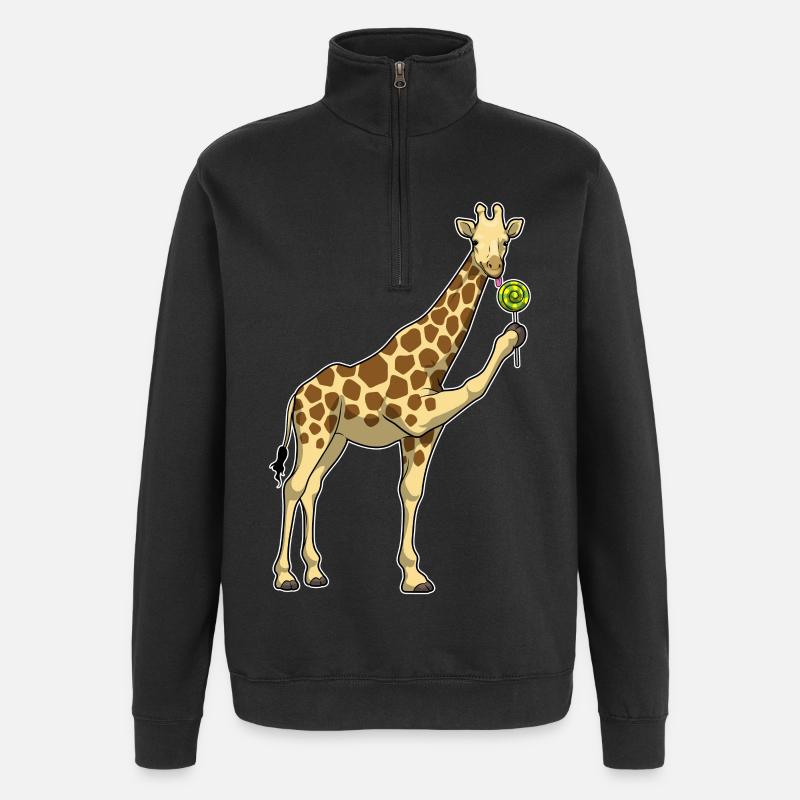 Sucette girafe - Sweat à zip 1/4 - noir