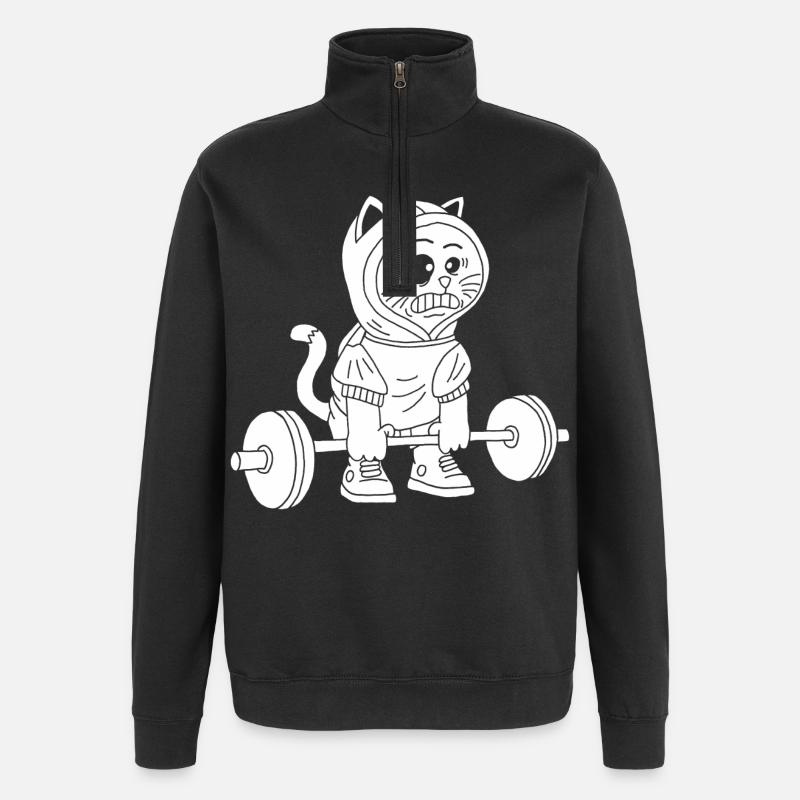 La puissance du chaton blanc - Sweat à zip 1/4 - noir