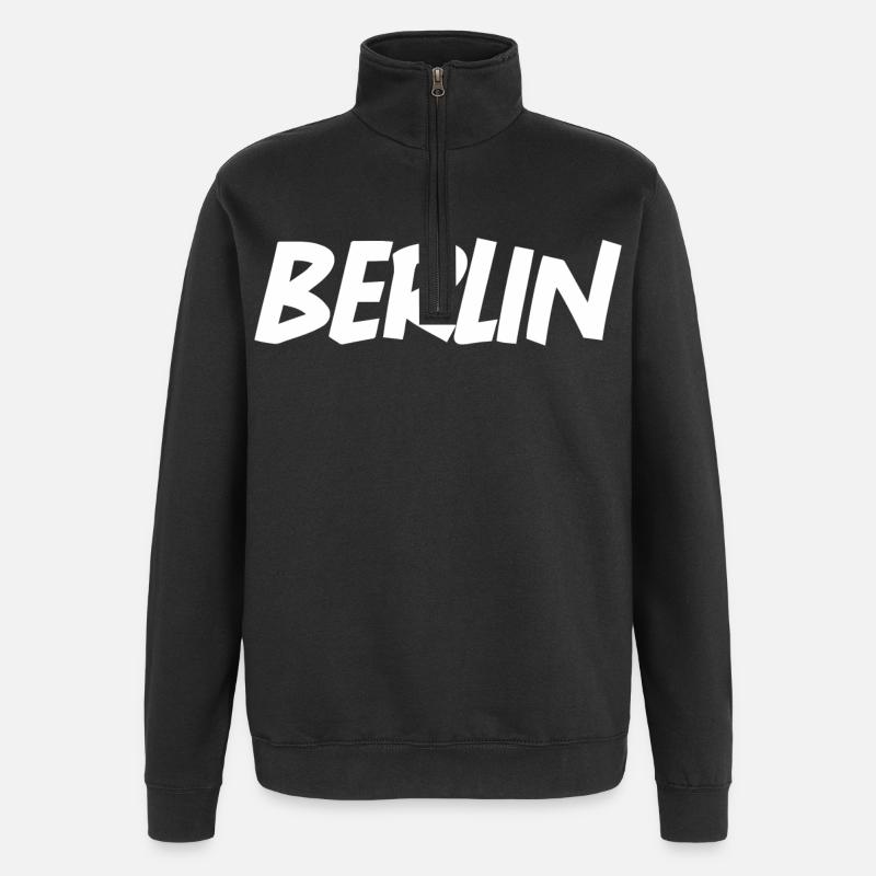 Berlin Schriftzug - Quarter-Zip-Sweatshirt - Schwarz