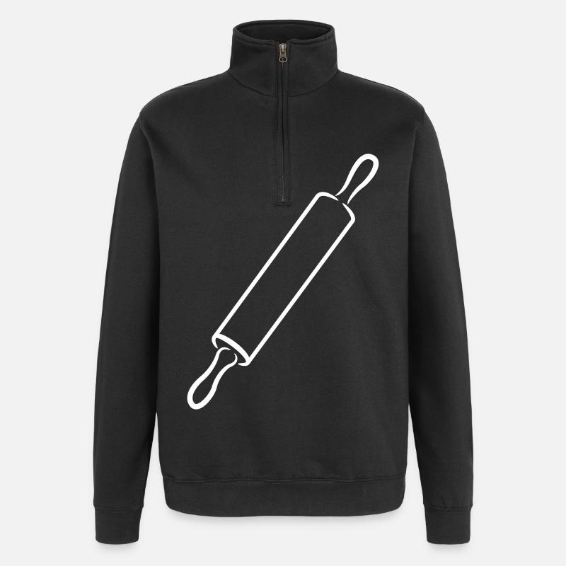 Rolling Pin Drawing - Quarter-Zip Sweatshirt - black