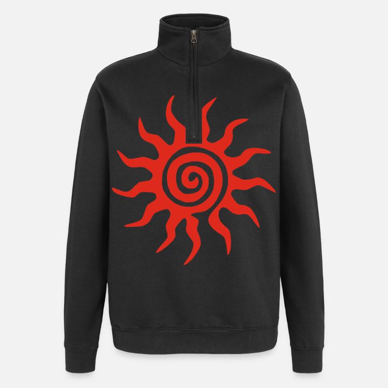 Spirale Rote Sonne - Quarter-Zip-Sweatshirt - Schwarz