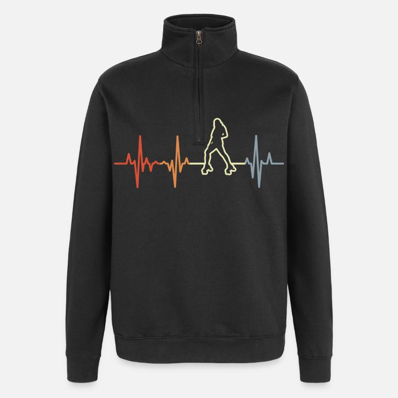 Mädchen Roller Skater Herzklopfen - Quarter-Zip-Sweatshirt - Schwarz