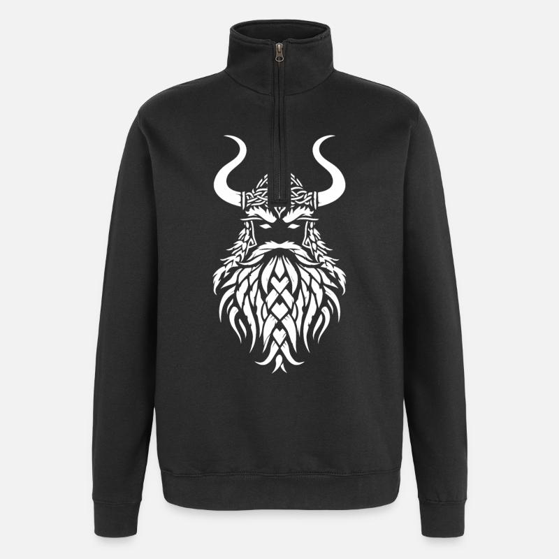 Viking warrior head - Quarter-Zip Sweatshirt - black
