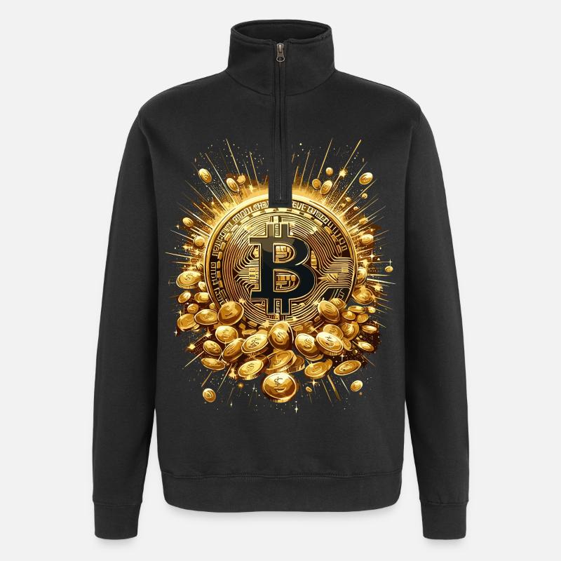 Bitcoin Explosion Krypto Enthusiasten - Quarter-Zip-Sweatshirt - Schwarz