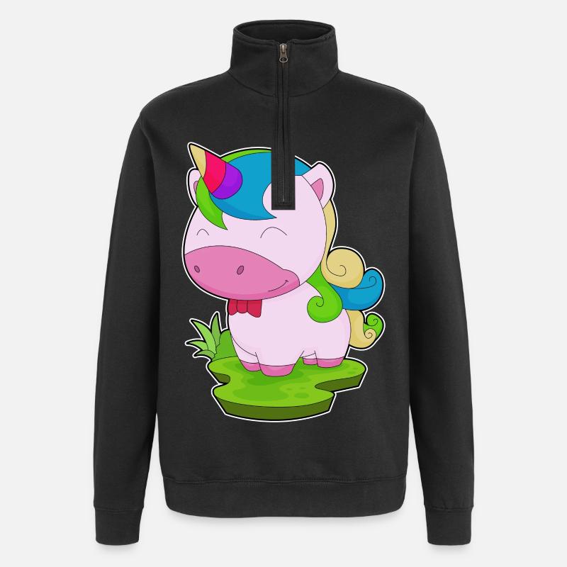 Einhorn Fliege - Quarter-Zip-Sweatshirt - Schwarz