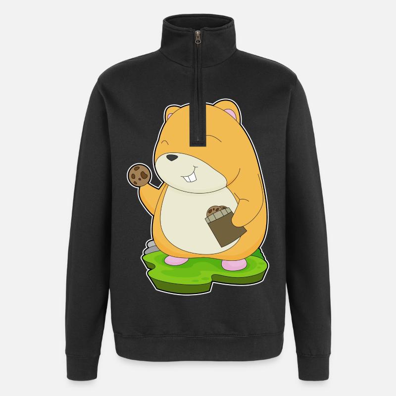 Hamster Cookie - Quarter-Zip Sweatshirt - black