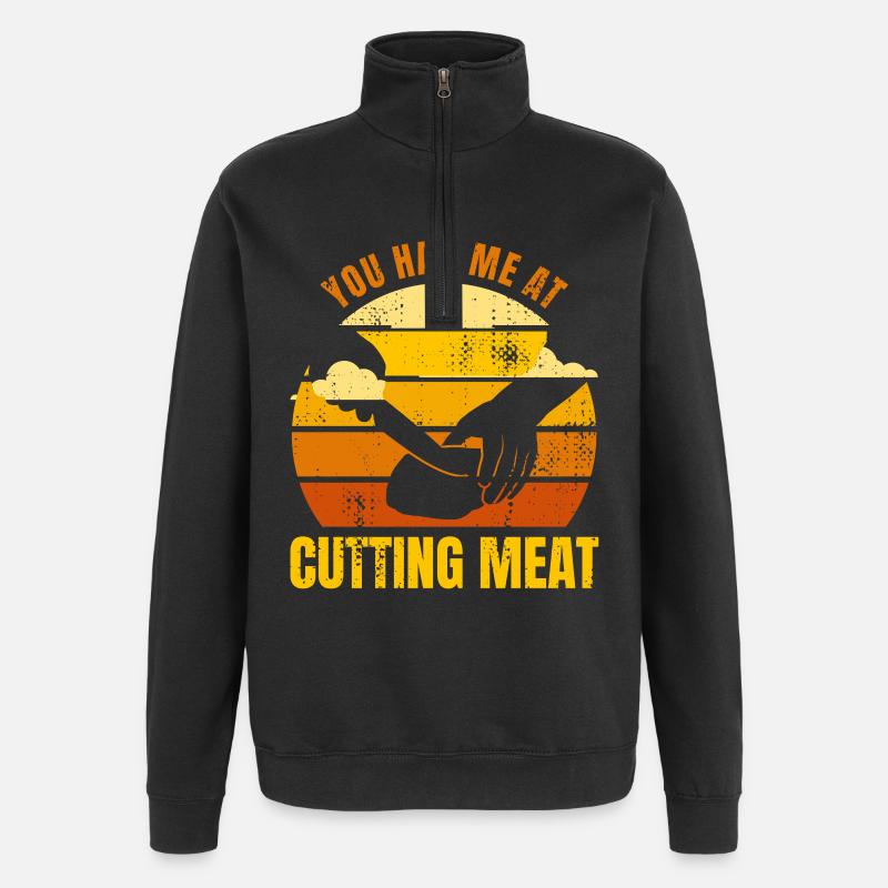 Tu m’as eu par la viande - Sweat à zip 1/4 - noir