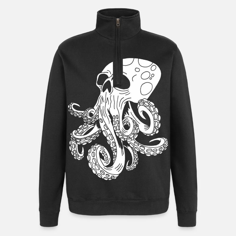 Octopus Skull - Quarter-Zip Sweatshirt - black