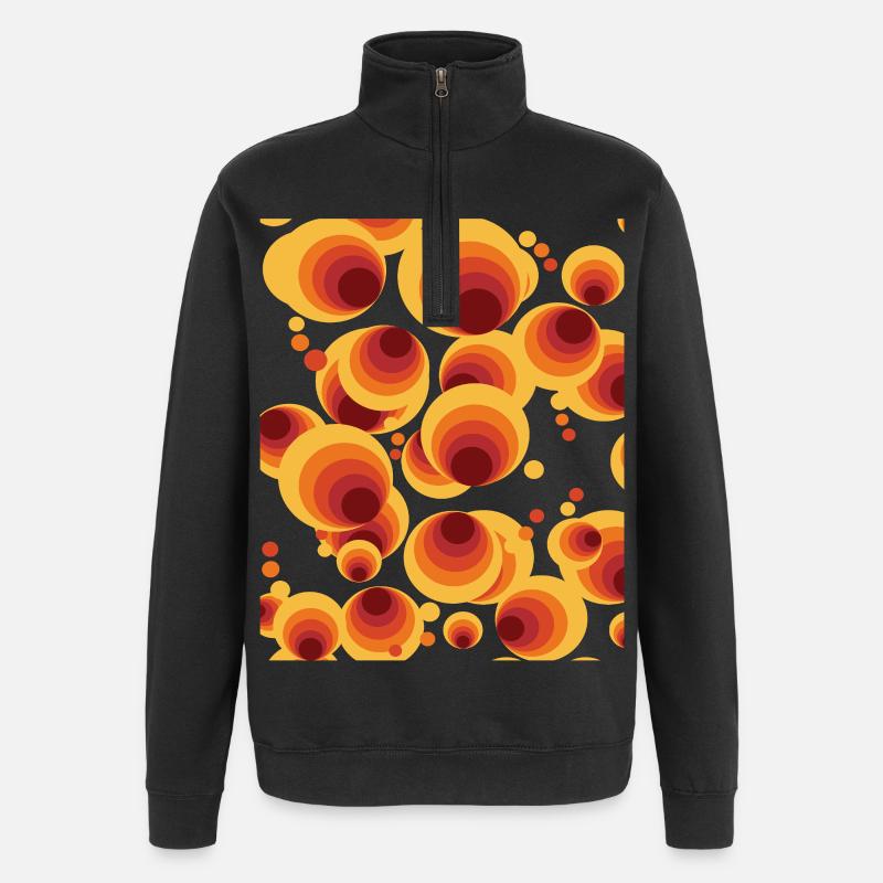Abstraktes Polka Dots Kreismuster - Quarter-Zip-Sweatshirt - Schwarz