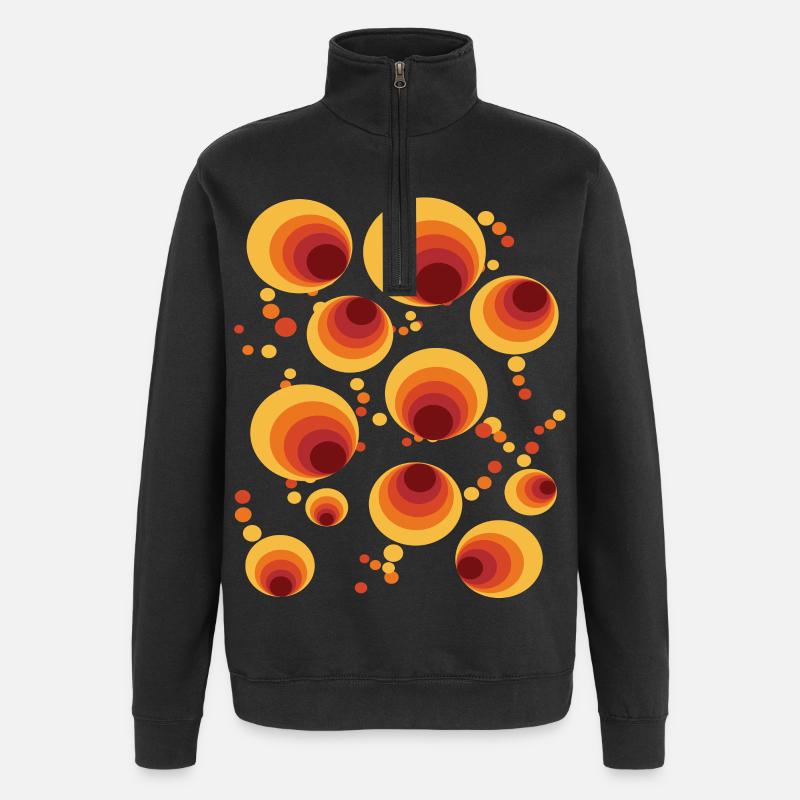 Abstraktes Polka Dots Kreismuster - Quarter-Zip-Sweatshirt - Schwarz