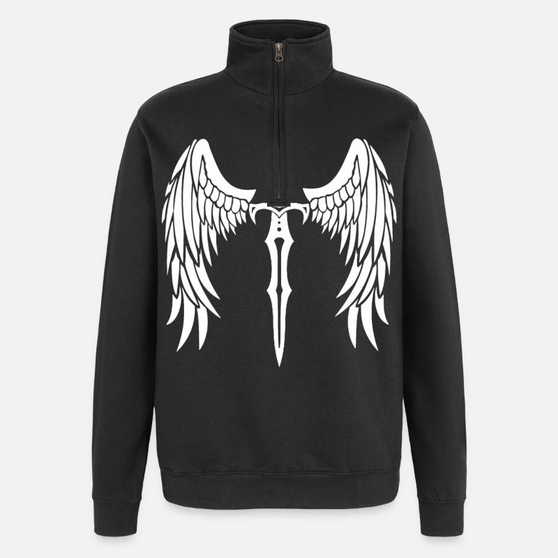 épée ailée - Sweat à zip 1/4 - noir