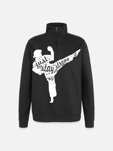 Karate Mädchen - Quarter-Zip-Sweatshirt - Schwarz