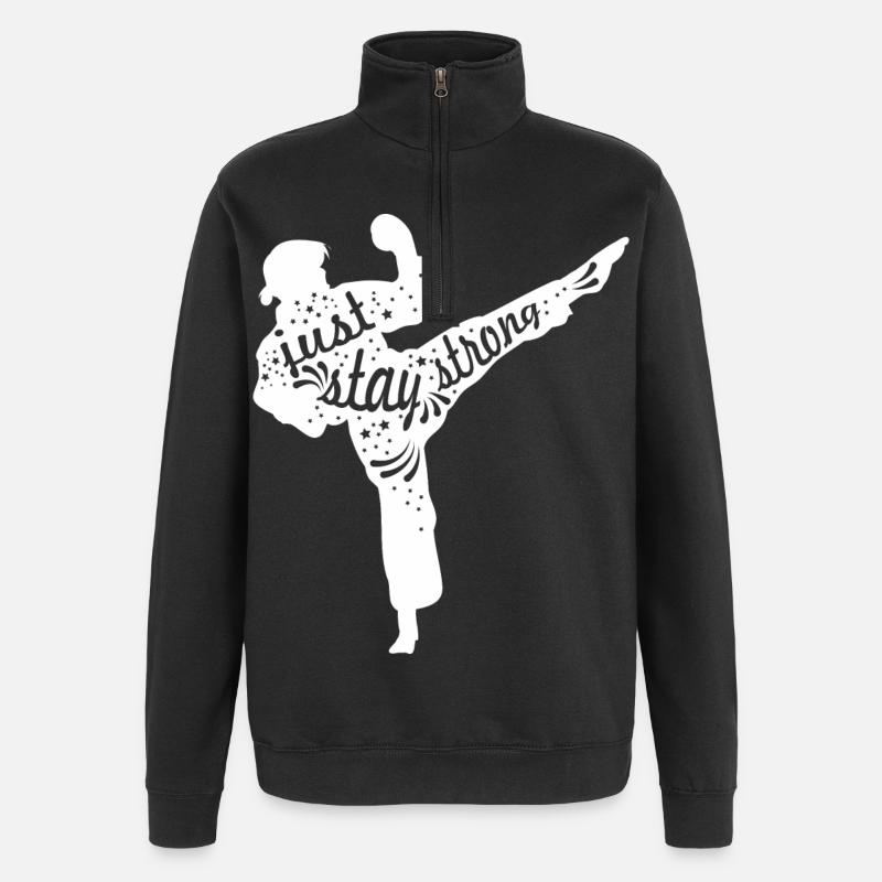 Karate Mädchen - Quarter-Zip-Sweatshirt - Schwarz
