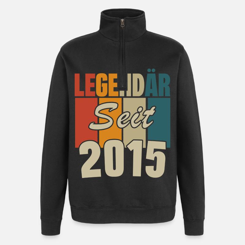 Legendär seit 2015 - Quarter-Zip-Sweatshirt - Schwarz