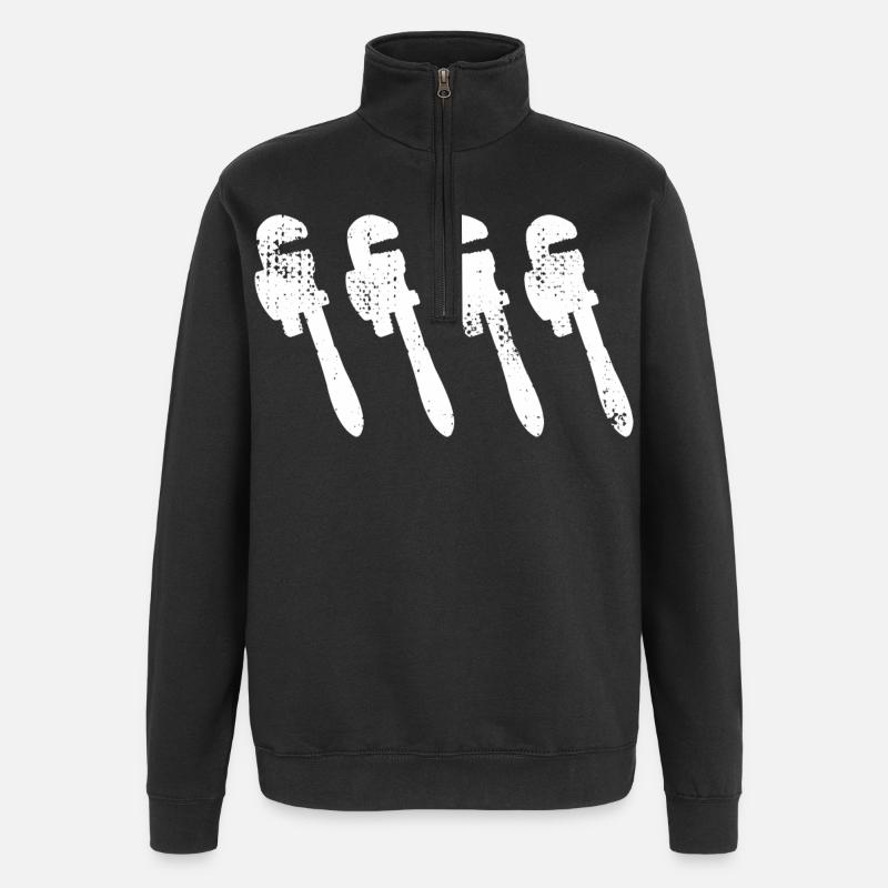 Croquis de clé à pipe - Sweat à zip 1/4 - noir