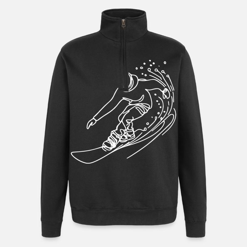 Snowboarder Drawing - Quarter-Zip Sweatshirt - black