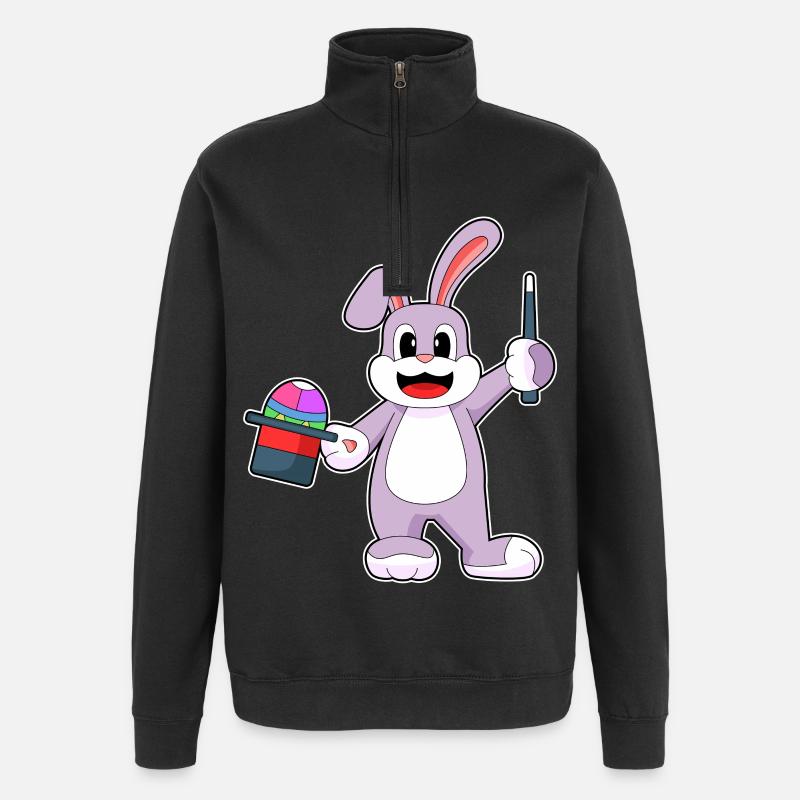 Hase Ostern Zauberer - Quarter-Zip-Sweatshirt - Schwarz