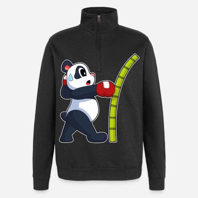 Panda Boxer Boxhandschuhe Boxen - Quarter-Zip-Sweatshirt - Schwarz
