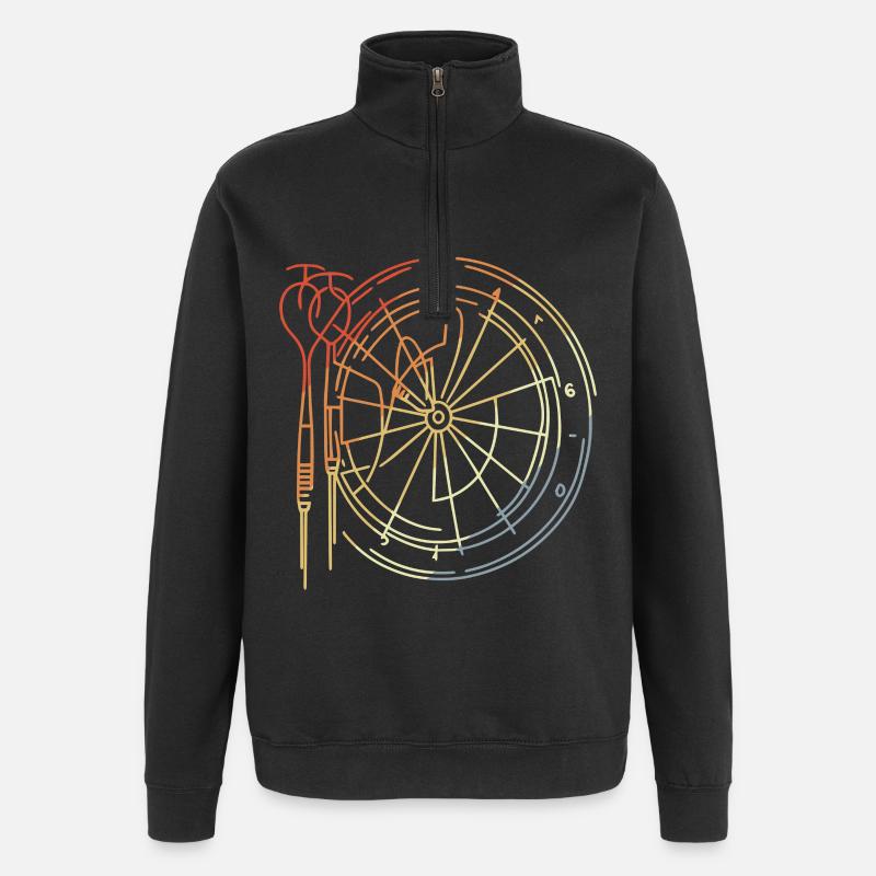 Dessin de jeu de fléchettes - Sweat à zip 1/4 - noir