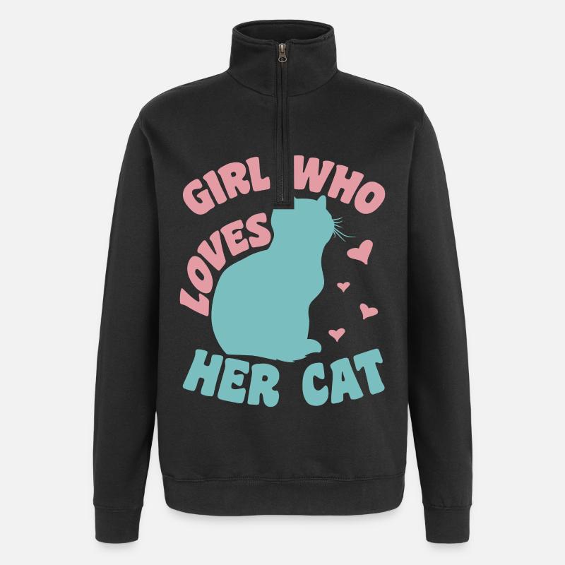 Fille de chat - Sweat à zip 1/4 - noir