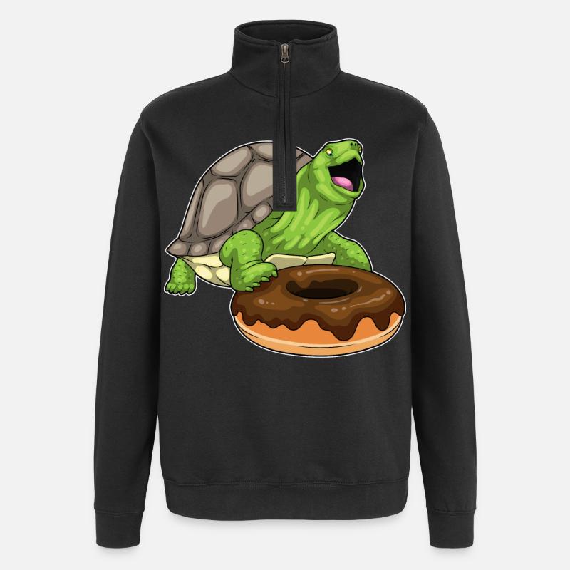 Turtle Donut - Quarter-Zip Sweatshirt - black