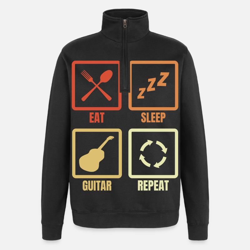 Eat Sleep Répétition de guitare - Sweat à zip 1/4 - noir