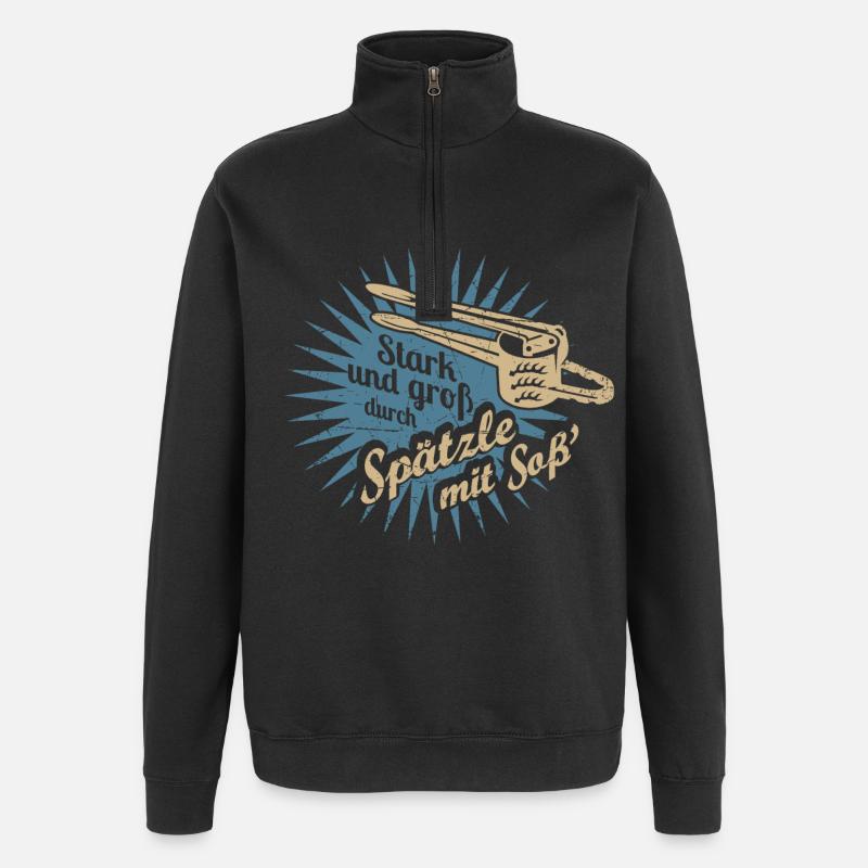Spätzle mit Soß' - Quarter-Zip-Sweatshirt - Schwarz