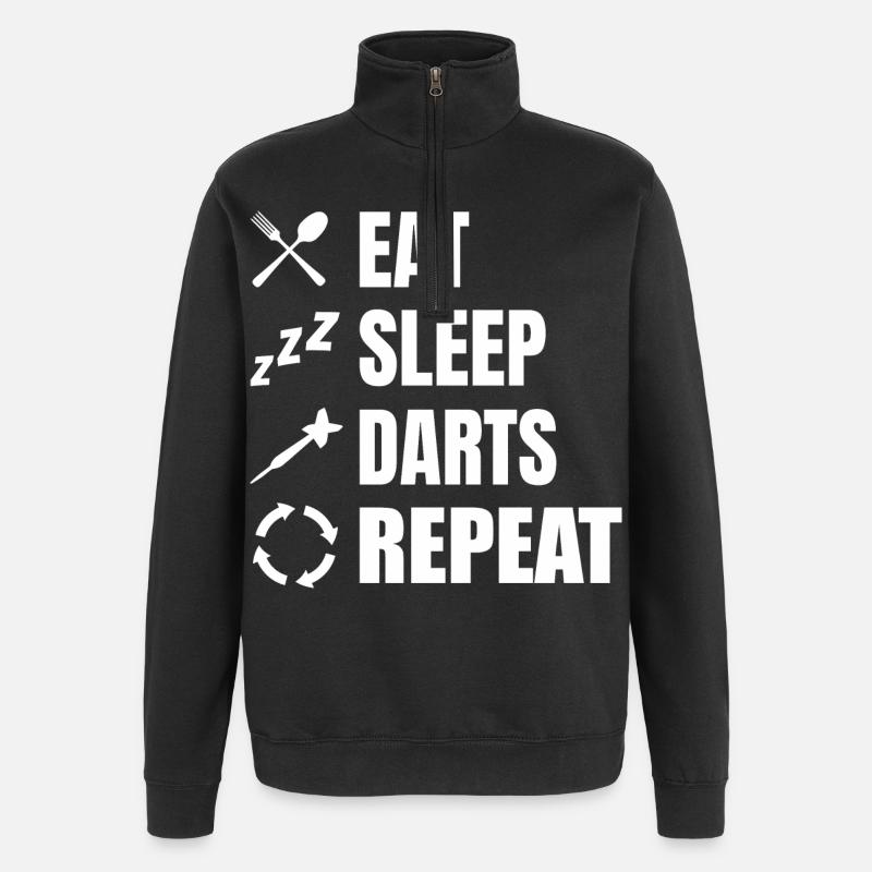Manger, dormir, répéter les fléchettes - Sweat à zip 1/4 - noir