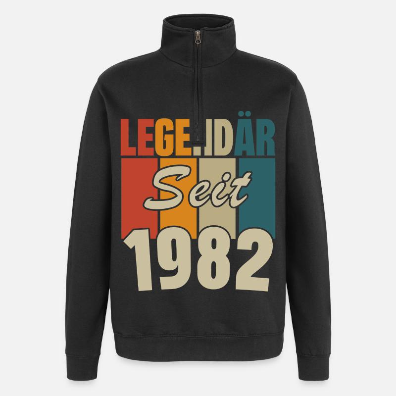 Legendär seit 1982 - Quarter-Zip-Sweatshirt - Schwarz