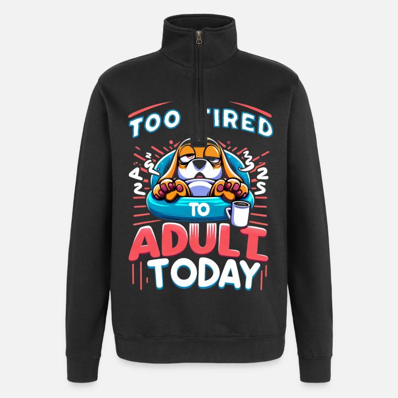 Chien trop fatigué - Sweat à zip 1/4 - noir