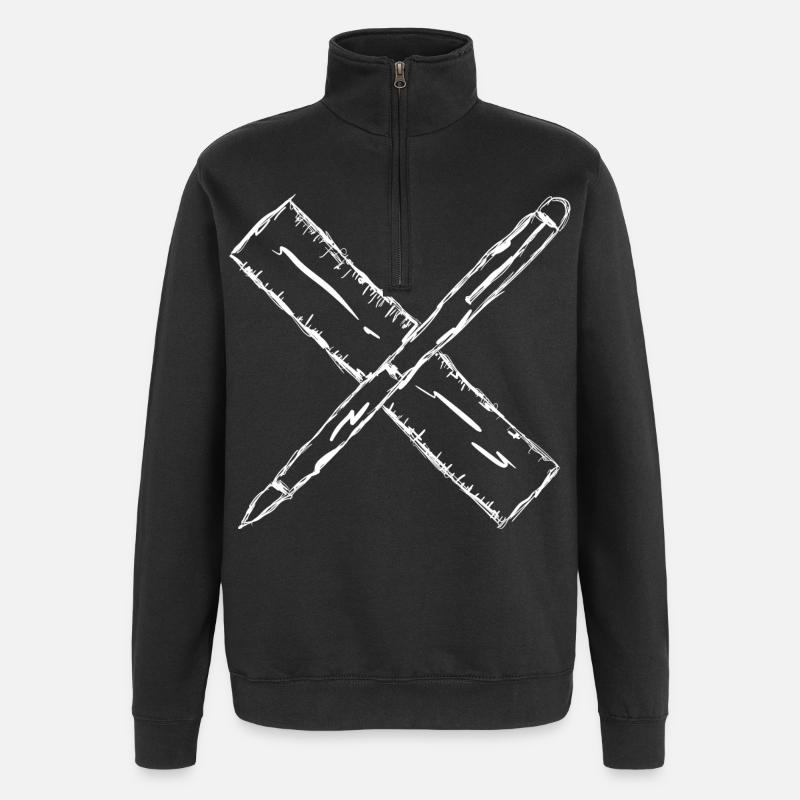 Sketch with pen and ruler - Quarter-Zip Sweatshirt - black