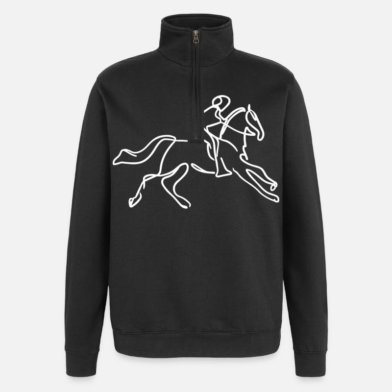 Horseback Riding Drawing - Quarter-Zip Sweatshirt - black