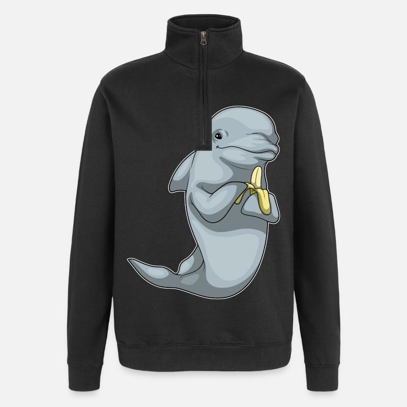 Dauphin Banane Fruit - Sweat à zip 1/4 - noir