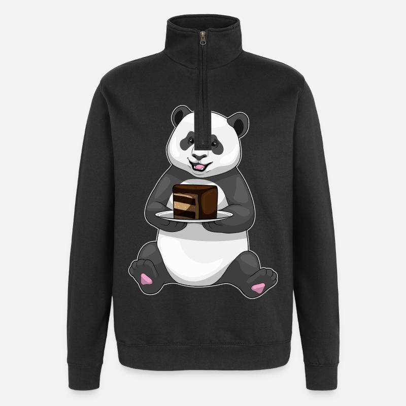 Panda Kuchen - Quarter-Zip-Sweatshirt - Schwarz