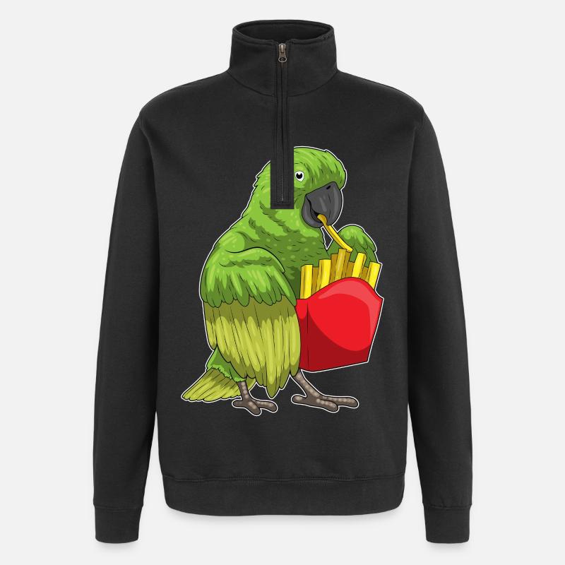 Frites perroquet - Sweat à zip 1/4 - noir
